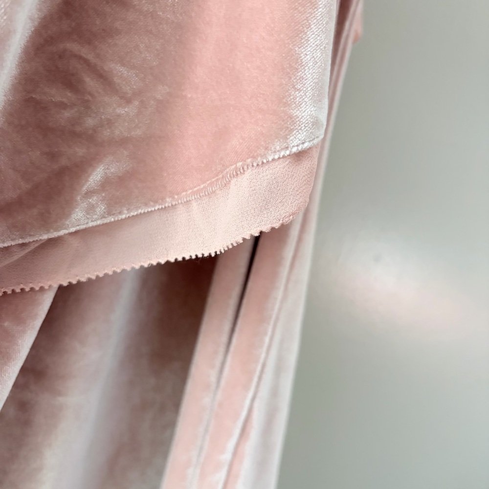 NWT Sugar + Lips Rose Pink Velvet One Shoulder Ruffle Mini Dress Size Large - Picture 5 of 8